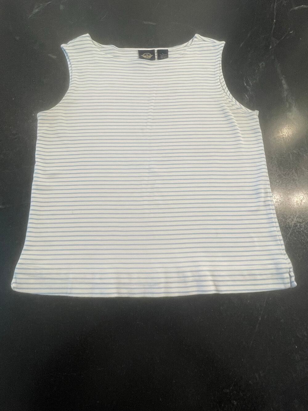 Dockers ladies white / baby blue stripe sleeeless tank 100% Cotton LG